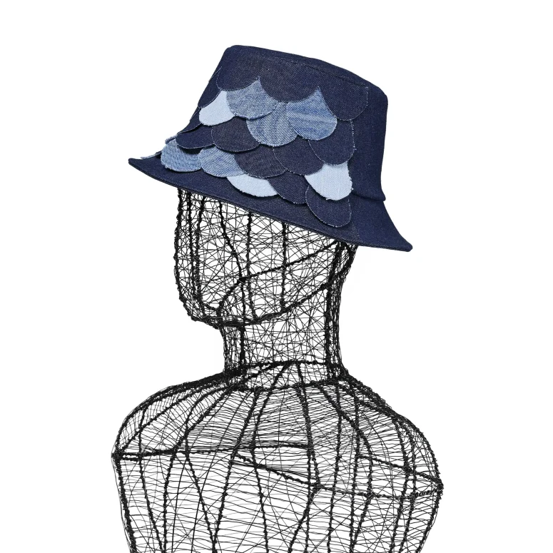 Bucket in denim scuro con squame - Koi collection